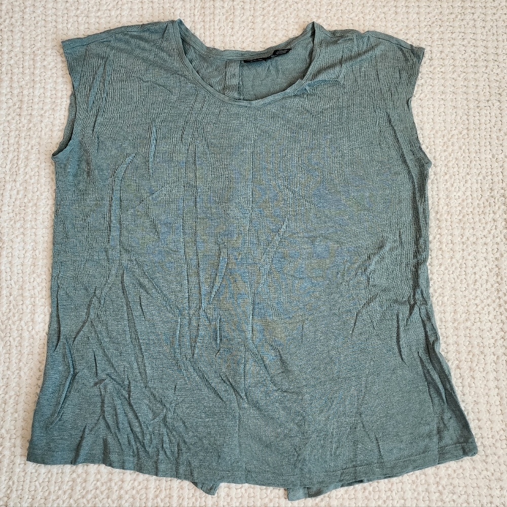 Tahari linen button down back tank top size XL